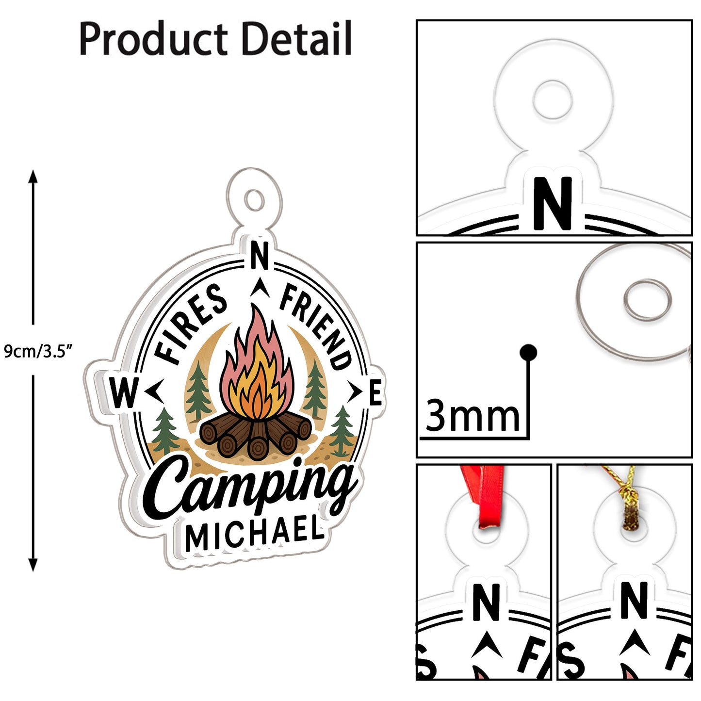 Personalized Fires Friend Camping Ornament, Campfire Friends Gift, Hiking Adventure Ornament, Holiday Keepsake Decoration