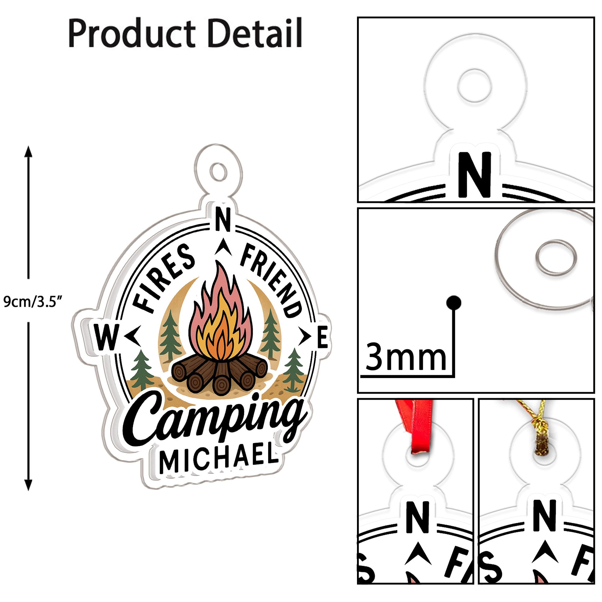 Personalized Fires Friend Camping Ornament, Campfire Friends Gift, Hiking Adventure Ornament, Holiday Keepsake Decoration