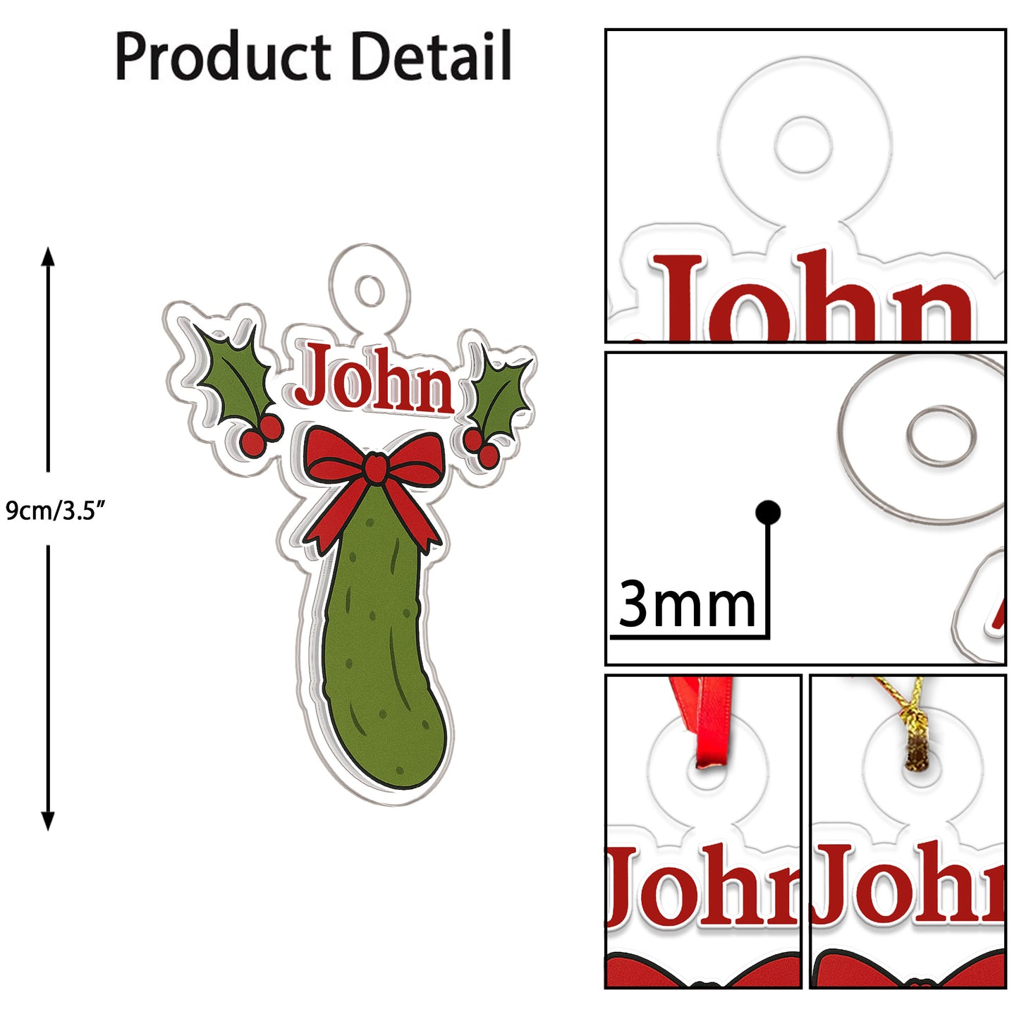 Custom Pickle Christmas Ornament, Personalized Funny Holiday Ornament, Christmas Pickle Gift, Unique Gag Decoration, Holiday Keepsake