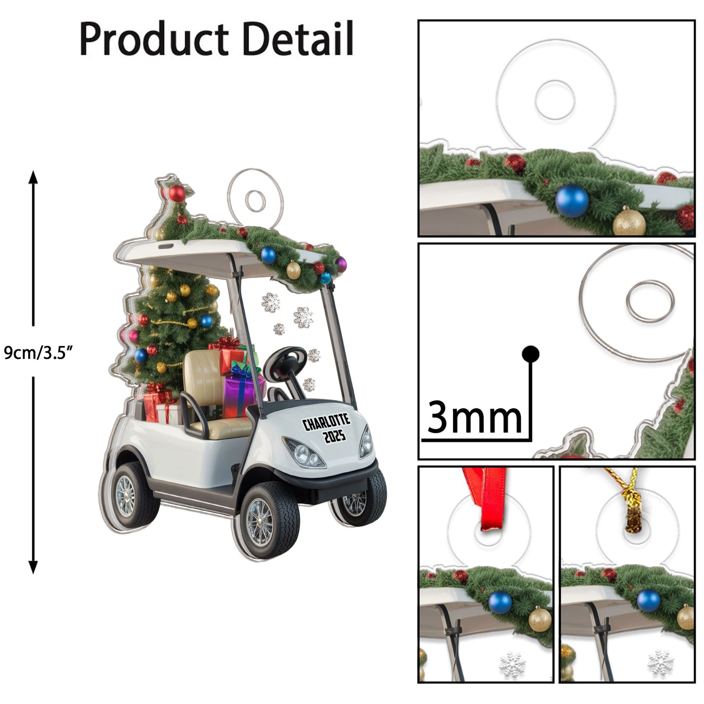 Personalized Golf Cart Xmas Gift Acrylic Ornament Christmas Gift