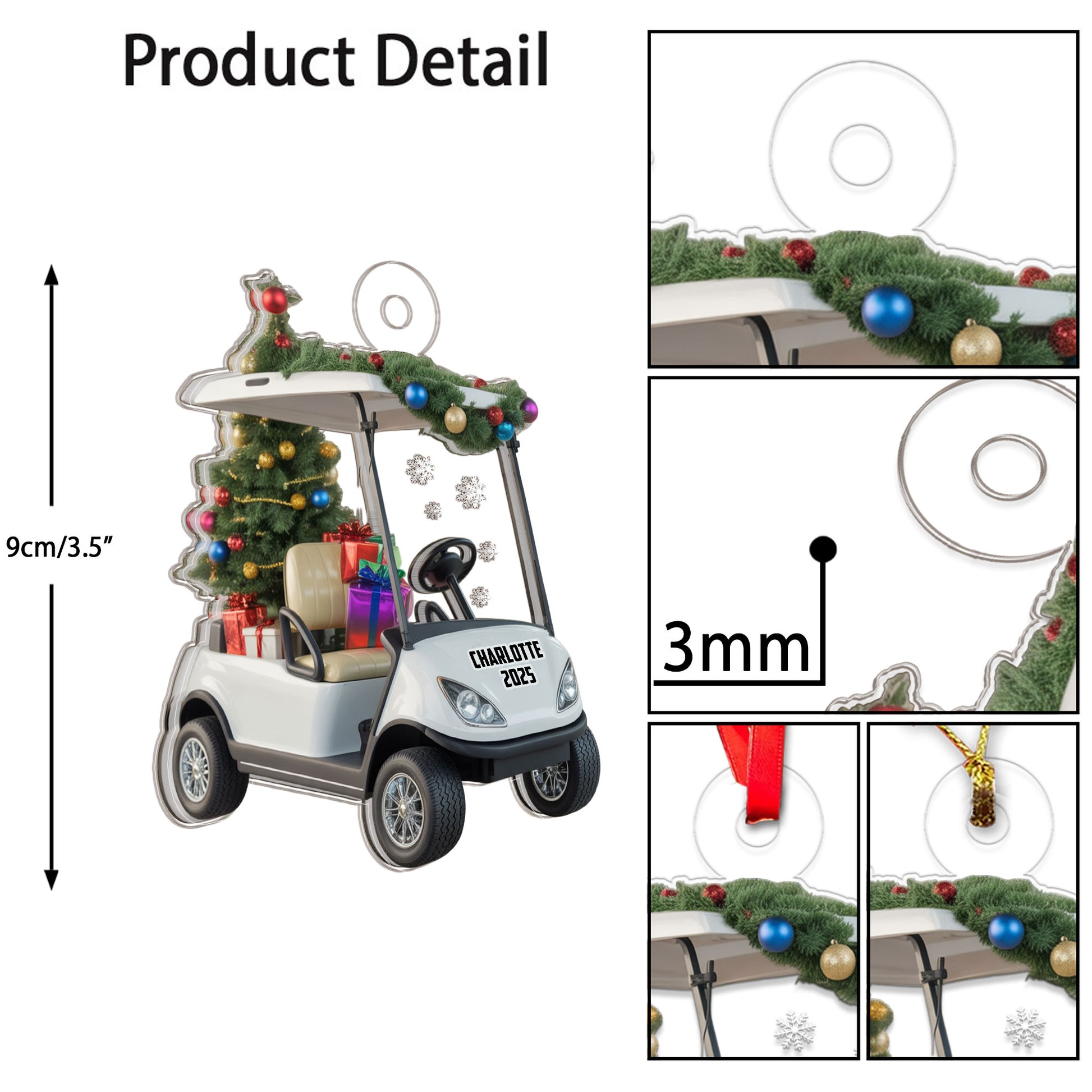 Personalized Golf Cart Xmas Gift Acrylic Ornament Christmas Gift
