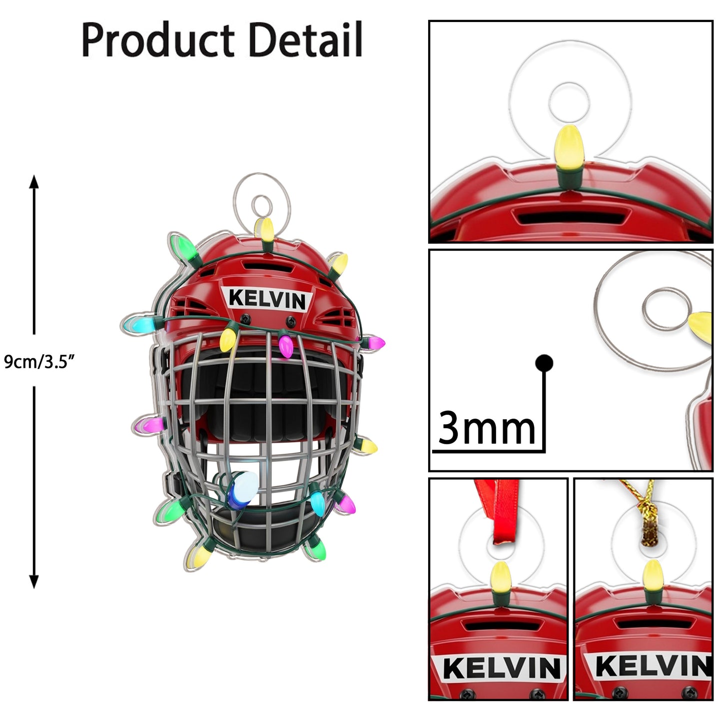 Personalized Ice Hockey Helmet Acrylic Ornament Christmas Gift