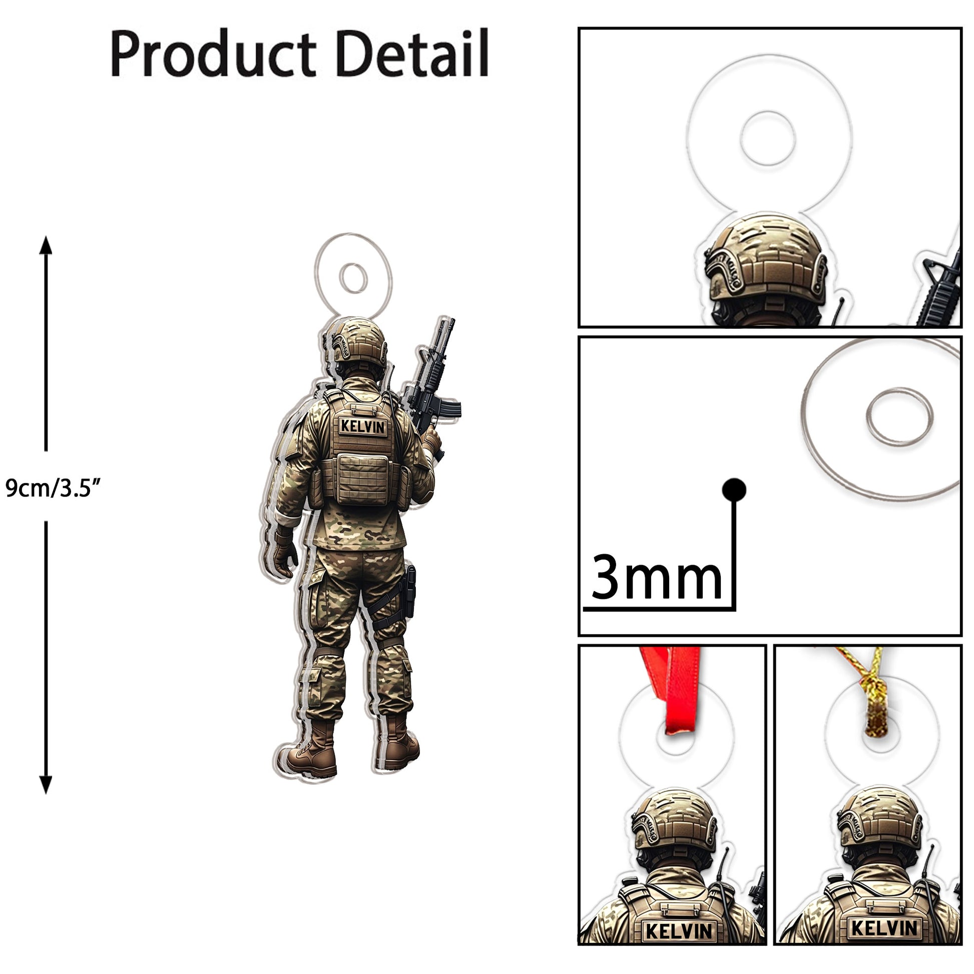 Personalized Military Uniform Army Acrylic Ornament Christmas Gift
