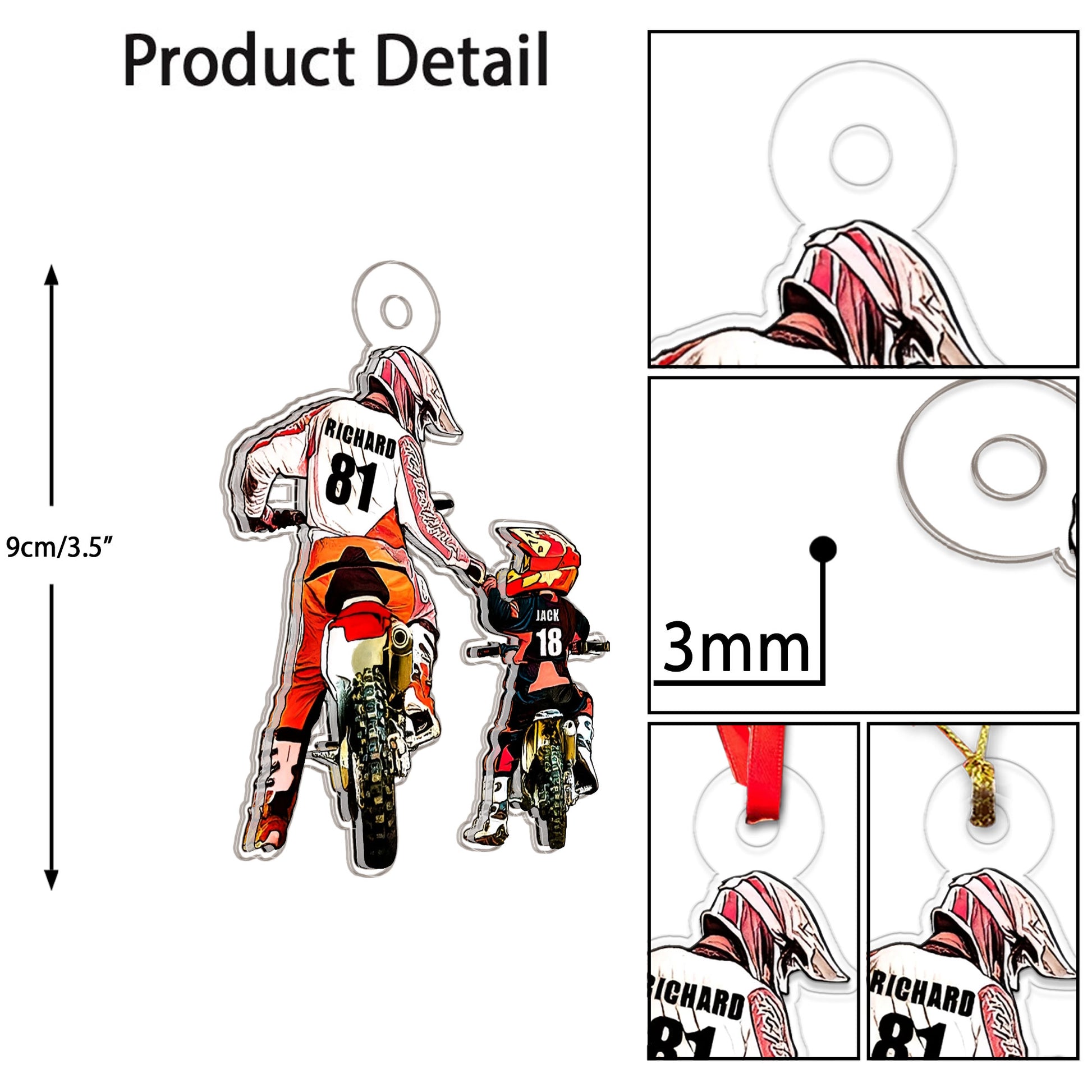 Personalized Motocross Dad And Kid Acrylic Ornament Christmas Gift