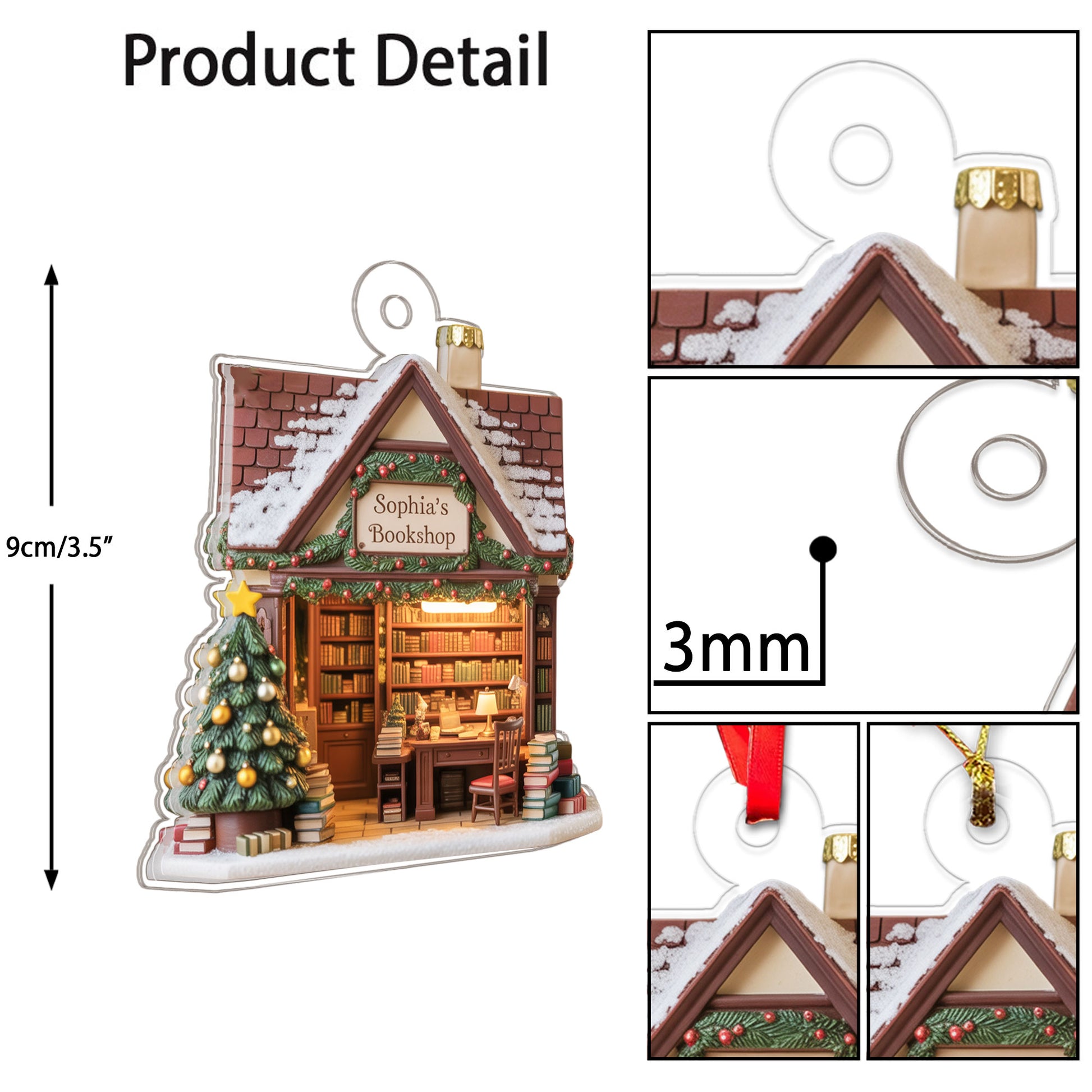 Personalized Name Bookstore Xmas Acrylic Ornament Christmas Gift
