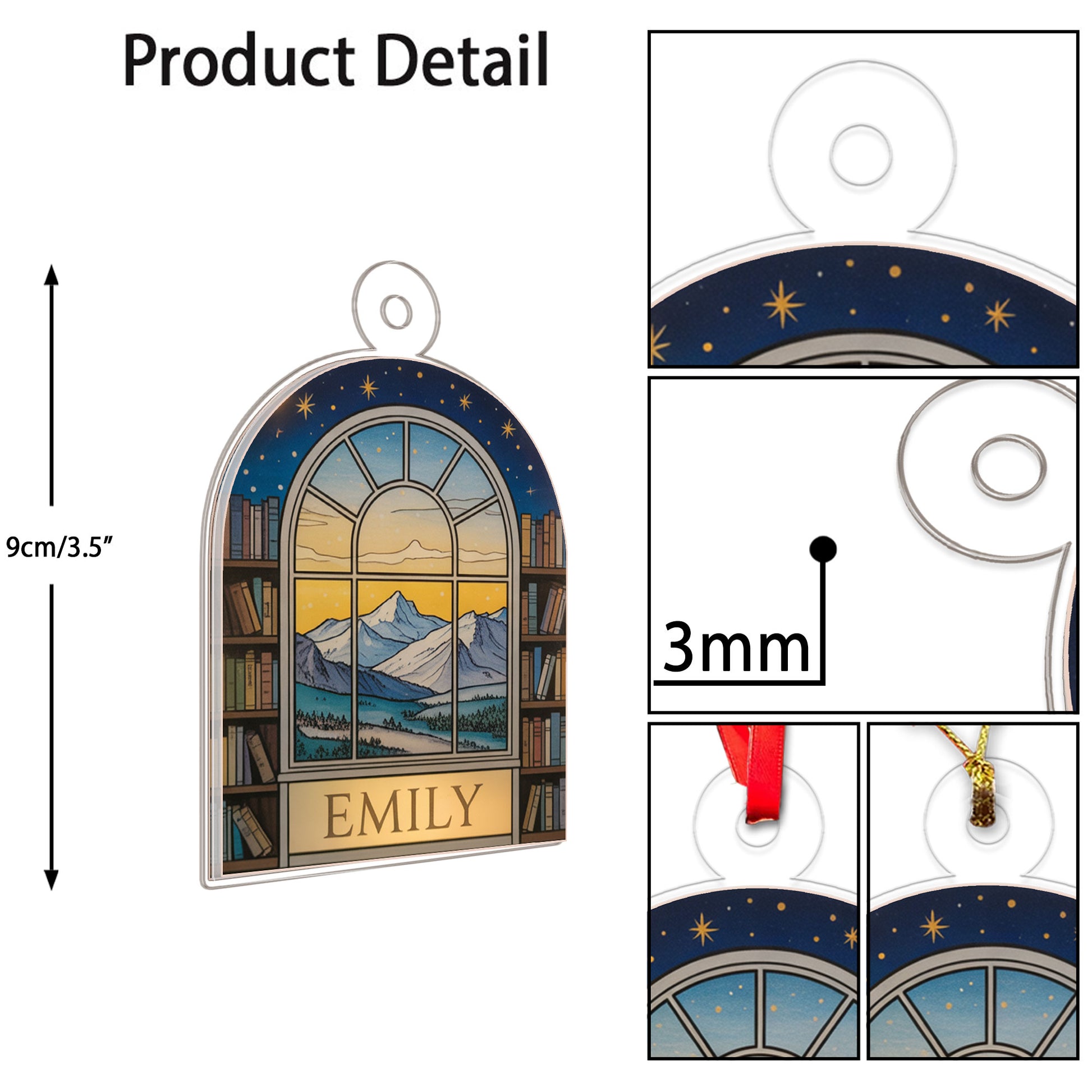 Personalized Night Court Bookshelf 4D Ornament 3 Acrylic Ornament Christmas Gift