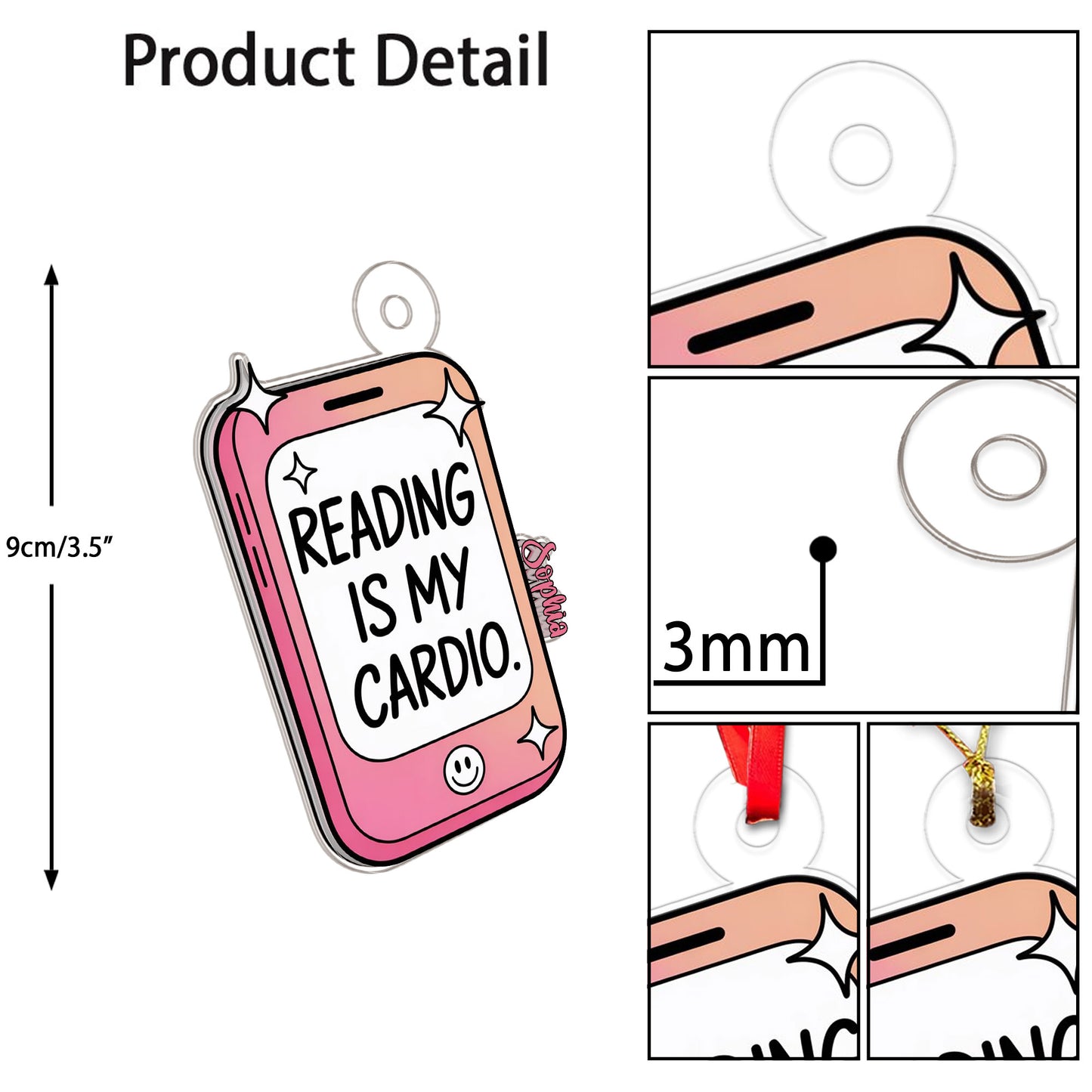 Funny Reading Is My Cardio Kindle Ornament, Personalized Bookworm Christmas Ornament, Custom Holiday Keepsake, Gift for Book Lovers