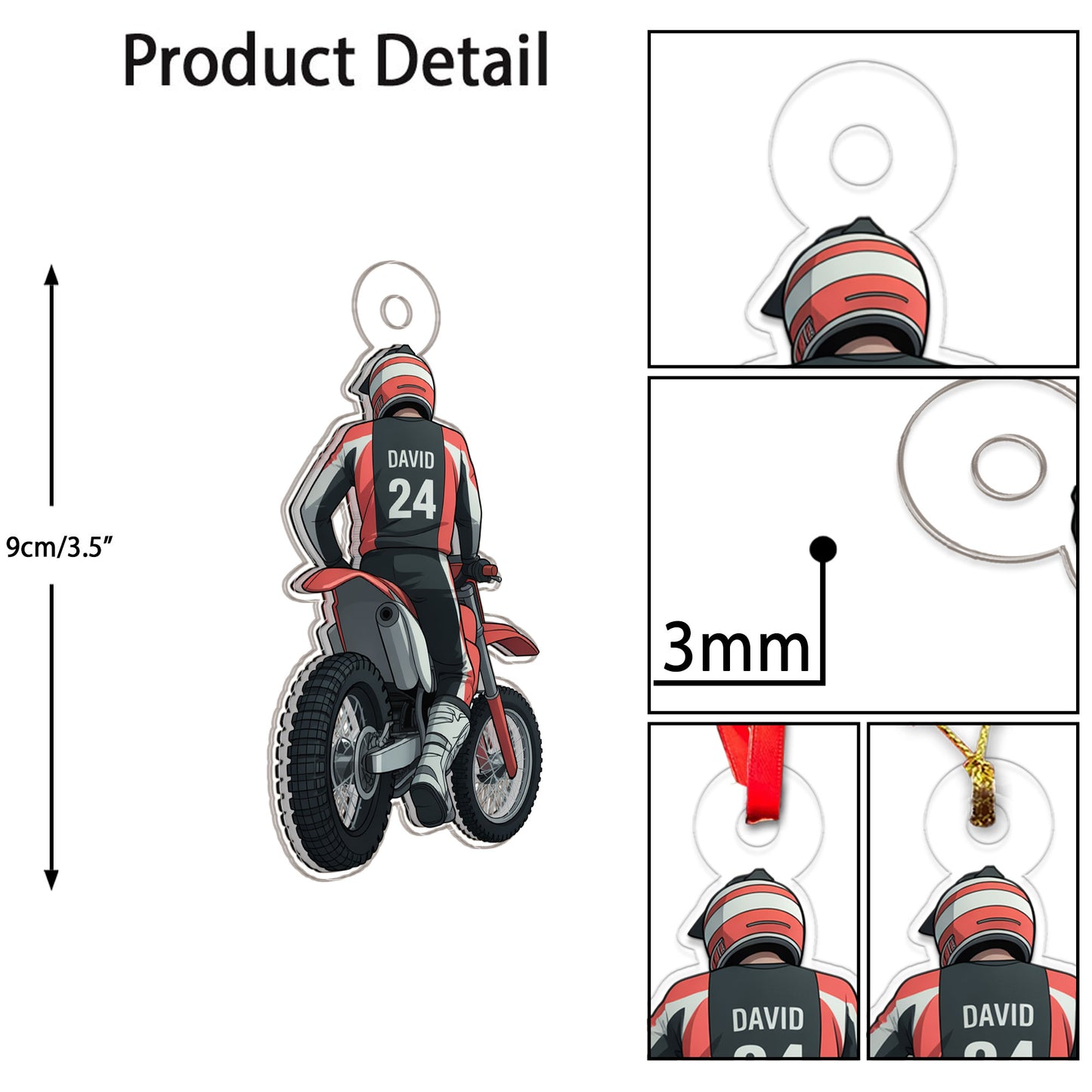 Custom Name  Biker Racer Acrylic Ornament Christmas Gift