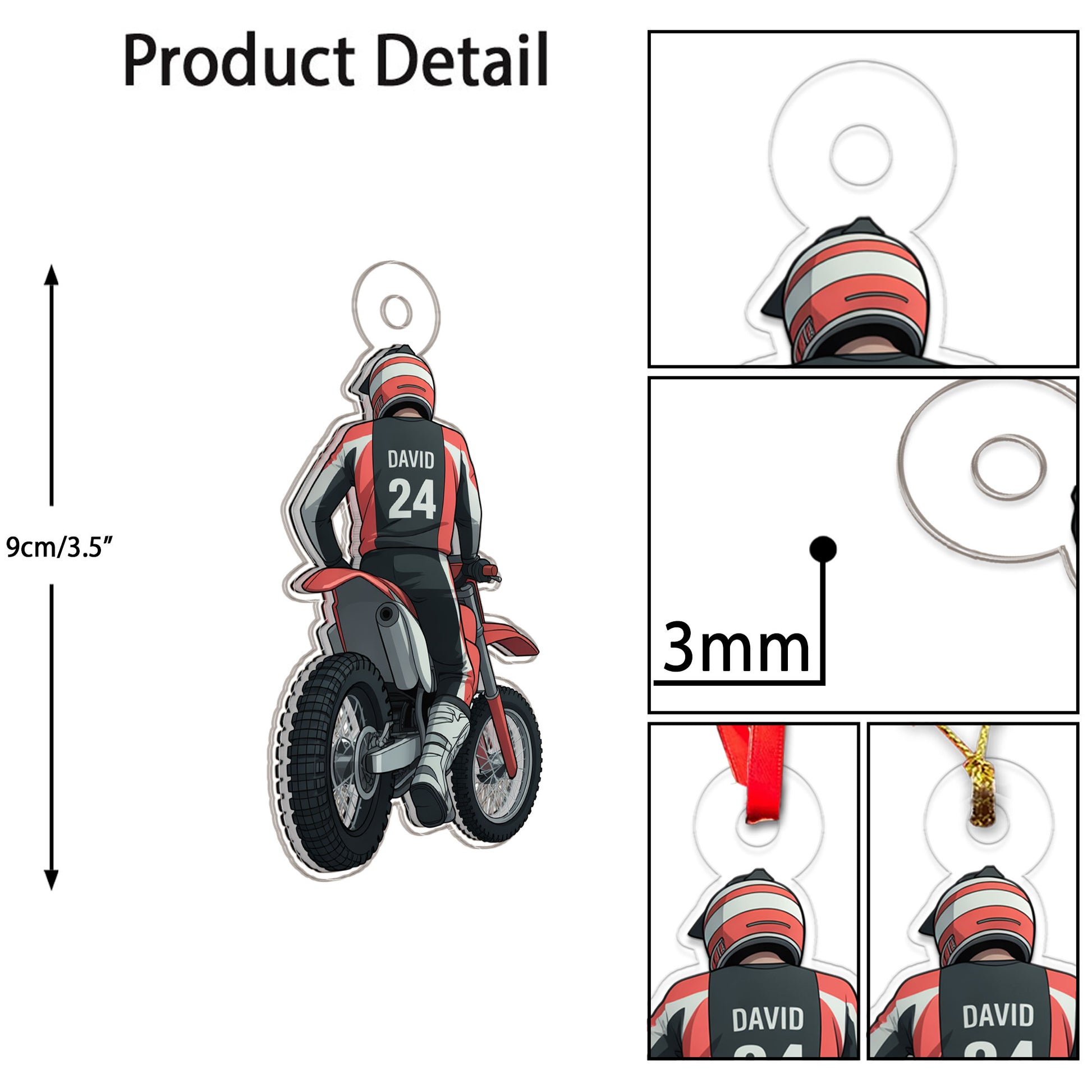 Custom Name  Biker Racer Acrylic Ornament Christmas Gift