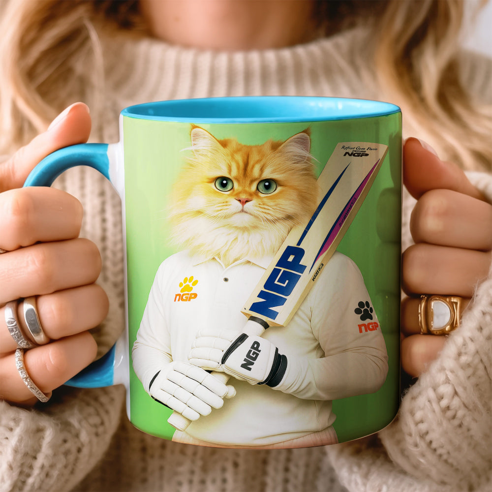 Custom Photo Cricketer Cat Mug Gift For Cat Lovers