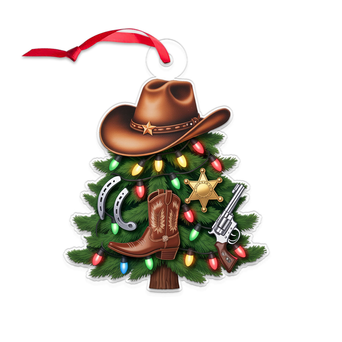 Personalized Cowboy Christmas Tree Acrylic Ornament Christmas Gifts