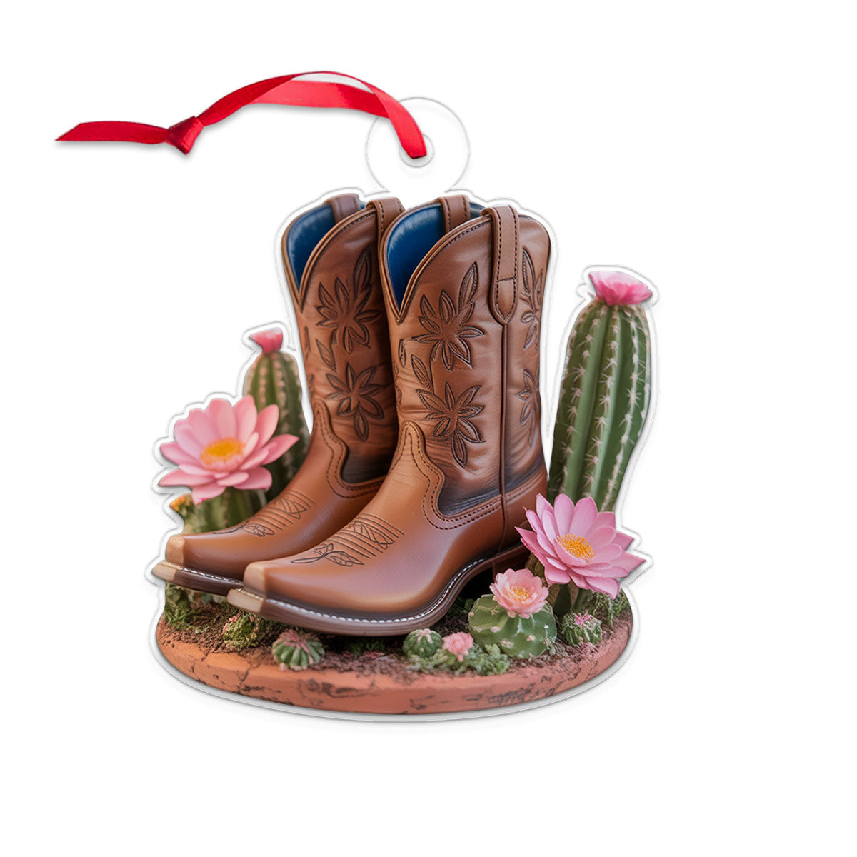 Acrylic Ornament Blooming Western Charm Cowboy Boot copy Acrylic Ornament Christmas Gift