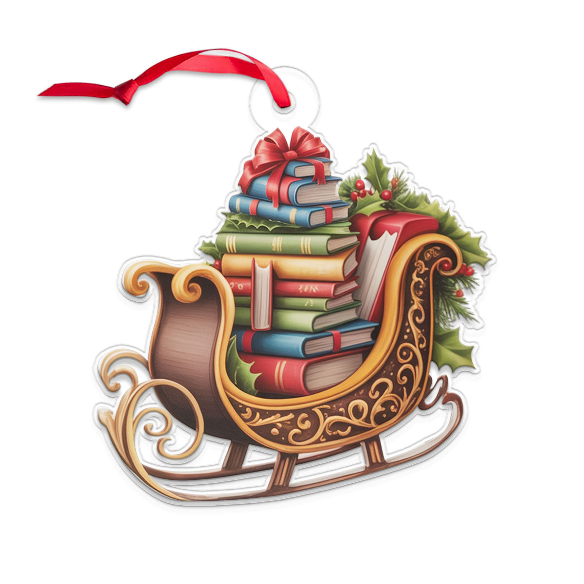 Personalized Bookish Sleigh Ride Acrylic Ornament Christmas Gift