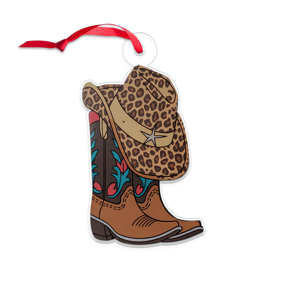 Custom Name Cowboy Leopard Acrylic Ornament Christmas Gift