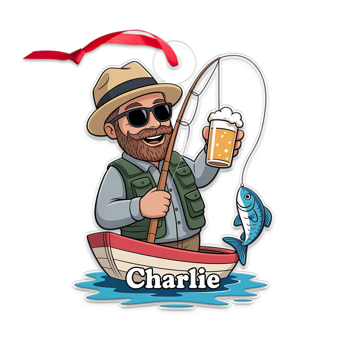 Caricature Fisherman2 Acrylic Ornament Christmas Gift