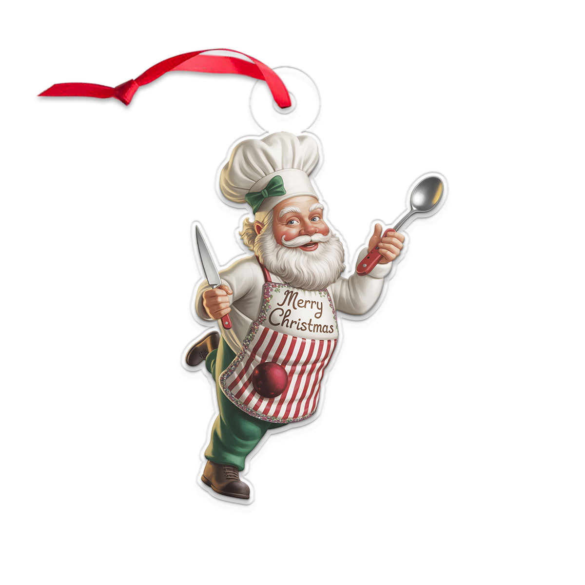 Custom Name Christmas Santa Chef Acrylic Ornament Christmas Gift
