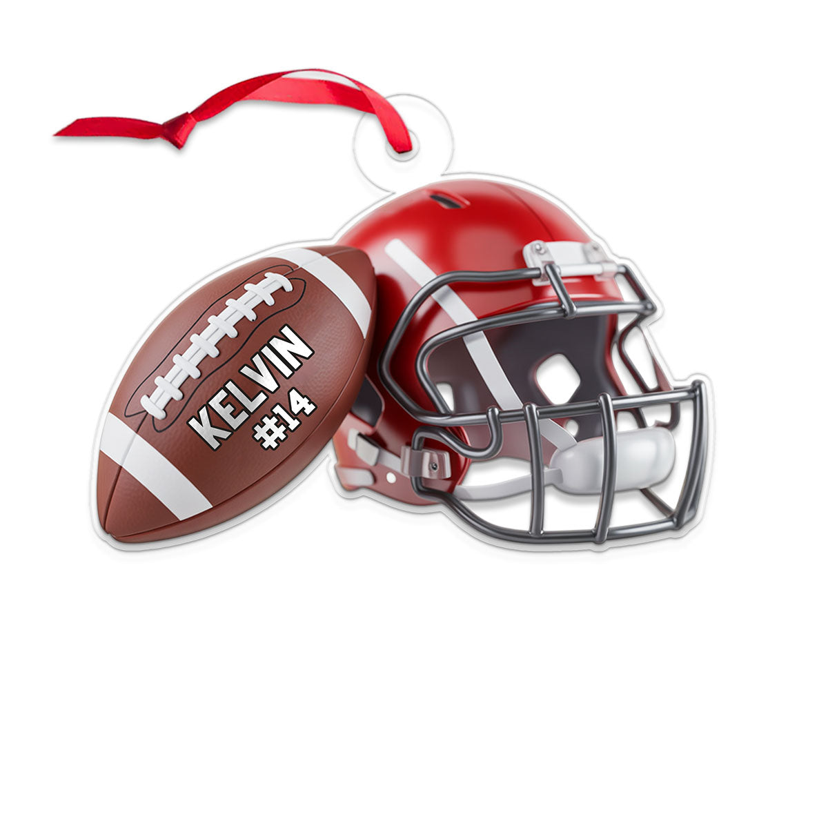 Custom Name American Football Helmet Player Acrylic Ornament Christmas Gift