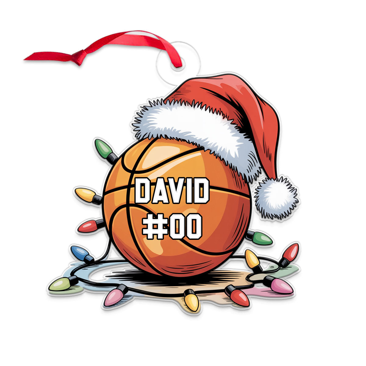 Custom Name And Number Basketball Santa Acrylic Ornament Christmas Gift