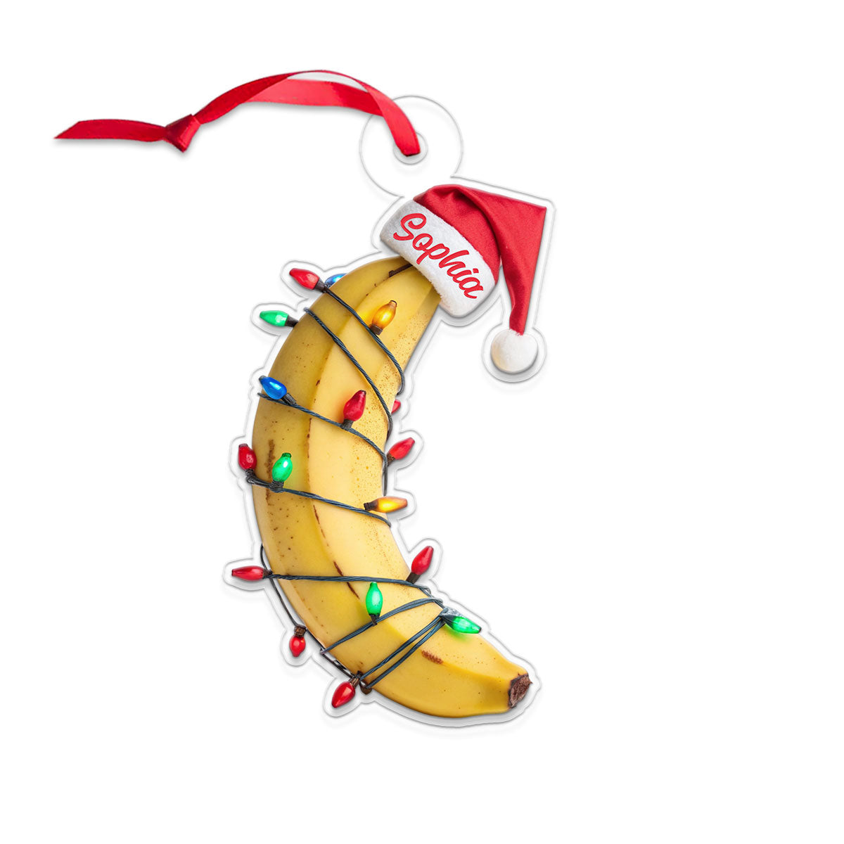 Custom Name Banana Santa Acrylic Ornament Christmas Gift