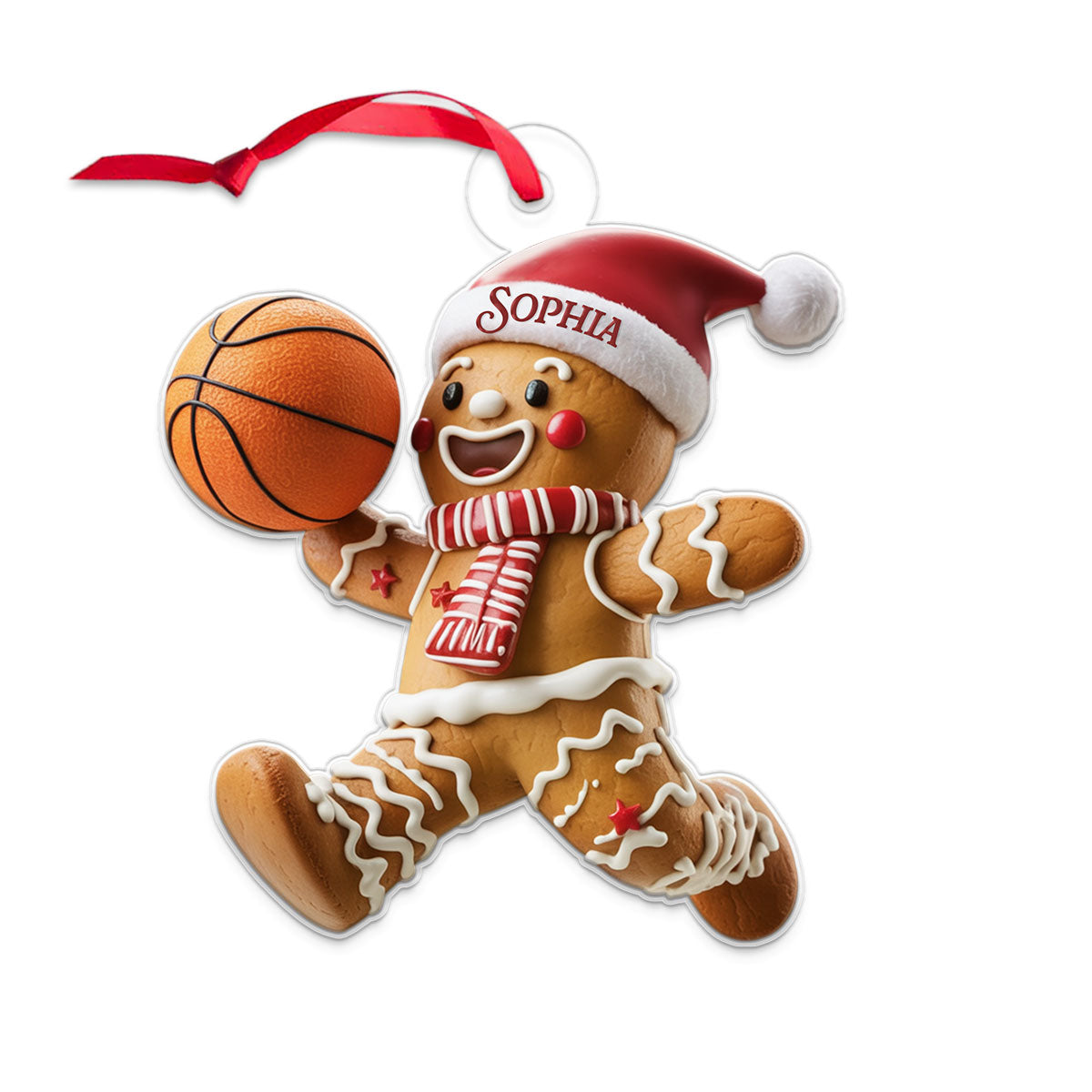 Custom Name Basketball Gingerbread Acrylic Ornament Christmas Gift