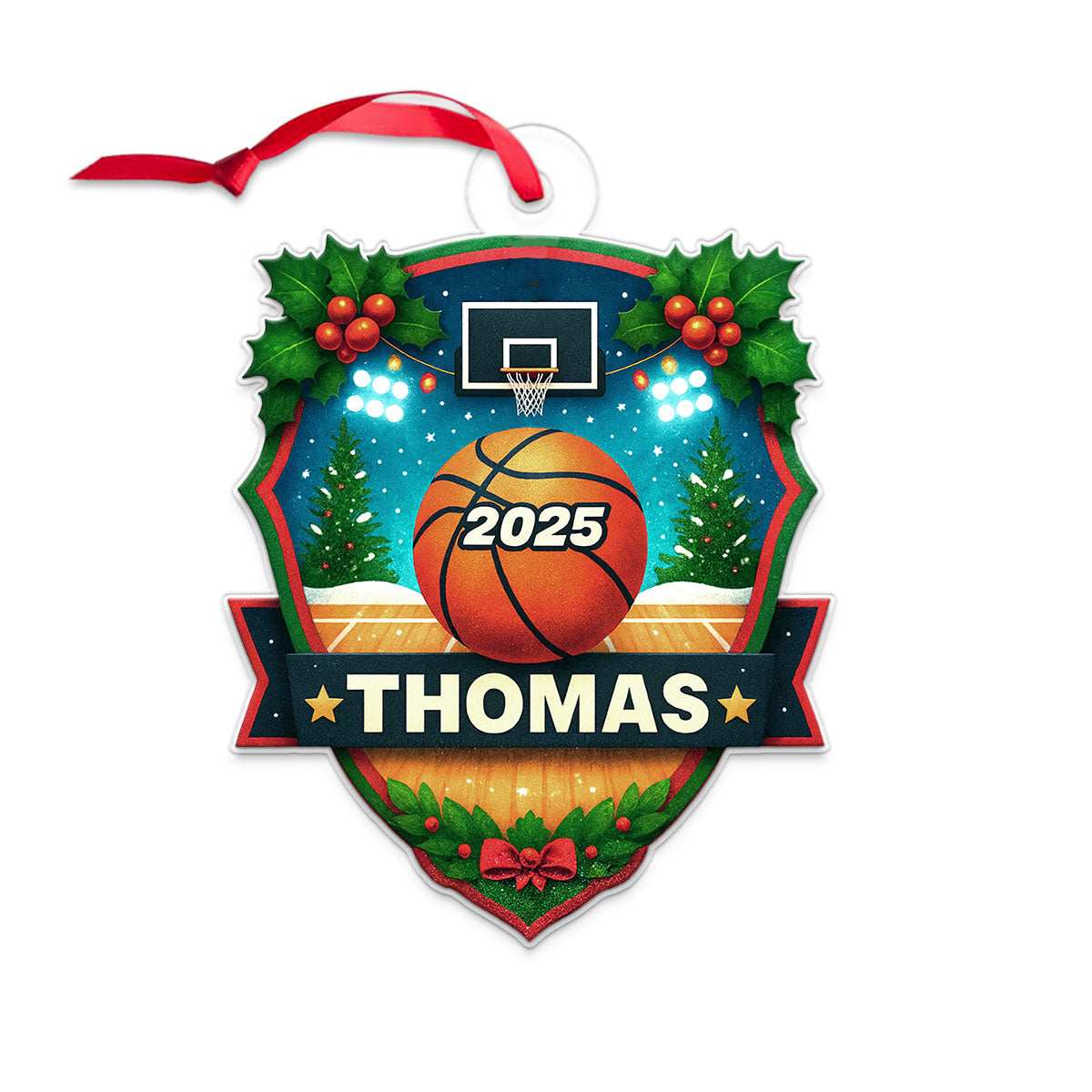 Custom Name Basketball Xmas Acrylic Ornament Christmas Gift