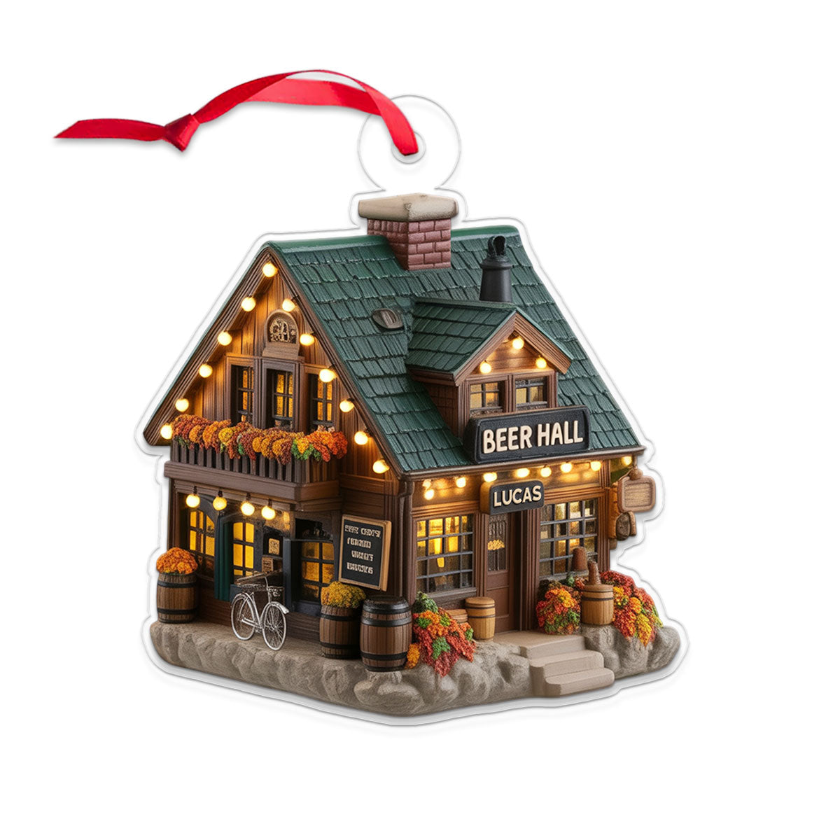 Custom Name Beer Hall Acrylic Ornament Christmas Gift