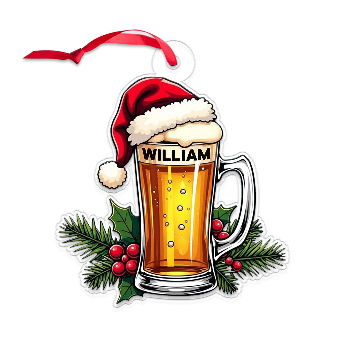 Custom Name Beer Lover Xmas Acrylic Ornament Christmas Gift