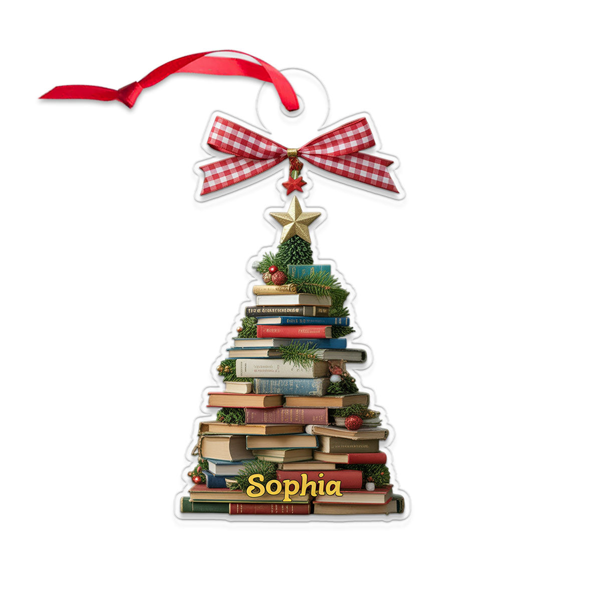 Custom Name Book Lover Acrylic Ornament Christmas Gift