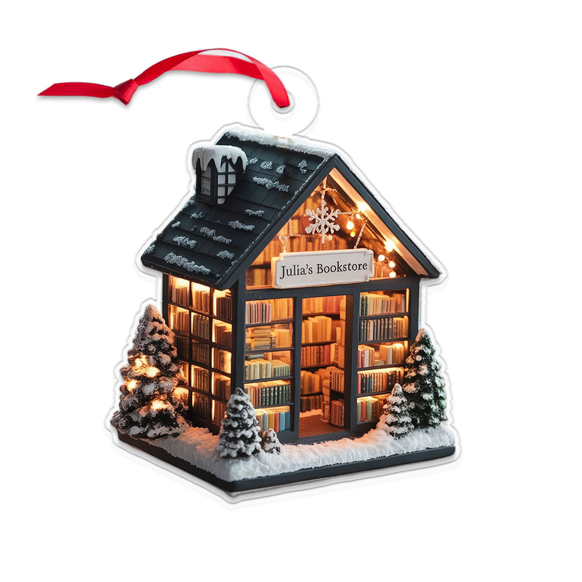 Custom Name Bookstore For Reader Acrylic Ornament Christmas Gift