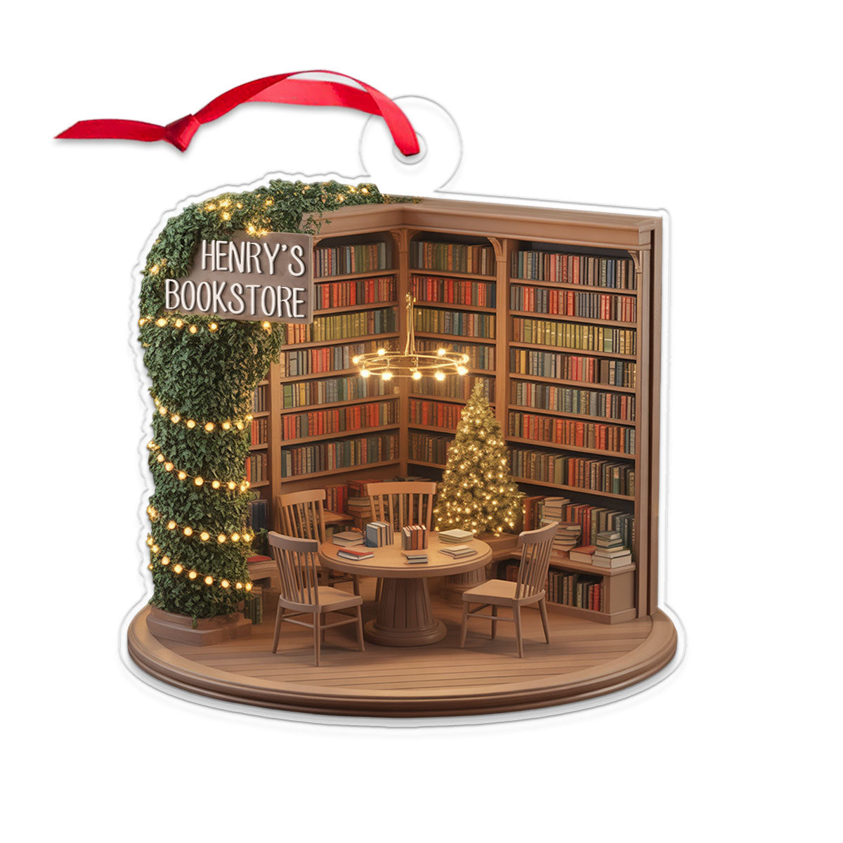 Custom Name Bookstore Xmas Acrylic Ornament Christmas Gift