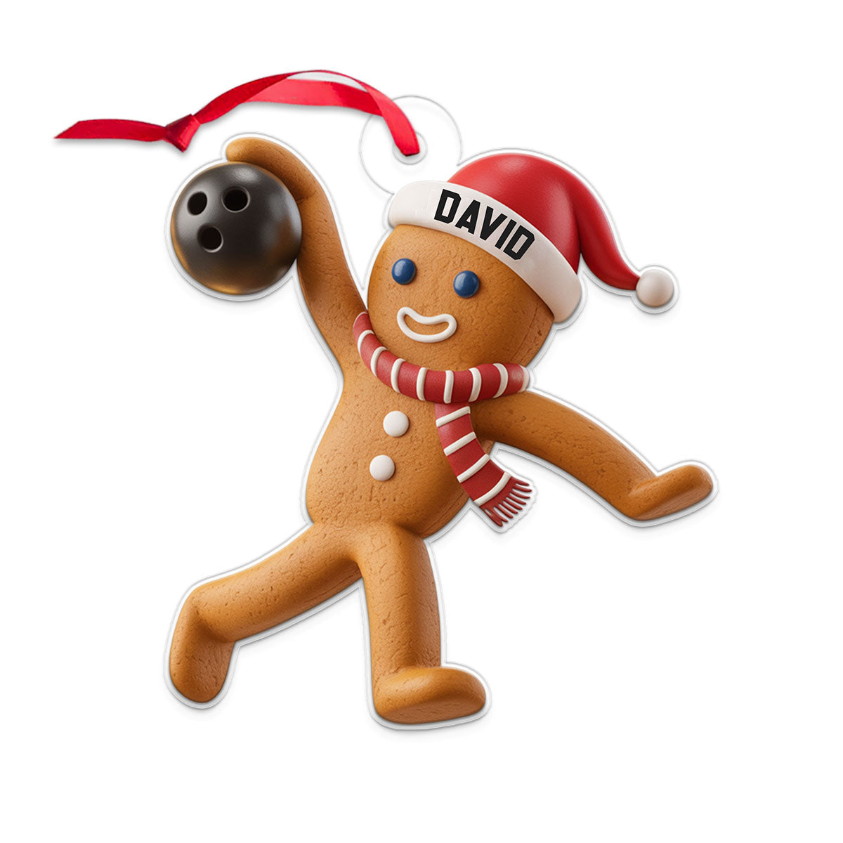 Custom Name Bowling Gingerbread Acrylic Ornament Christmas Gift