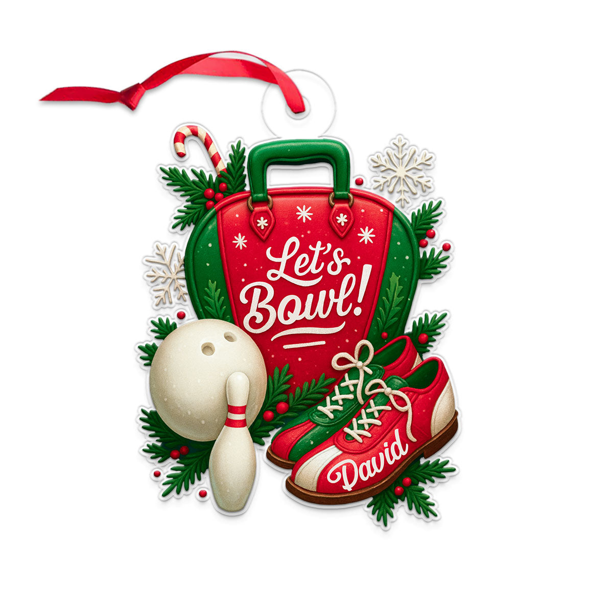 Custom Name Bowling Lover Xmas Acrylic Ornament Christmas Gift