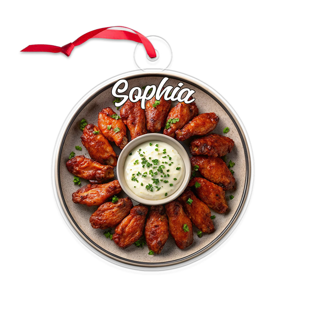 Custom Name Buffalo Chicken Wings Acrylic Ornament Christmas Gift