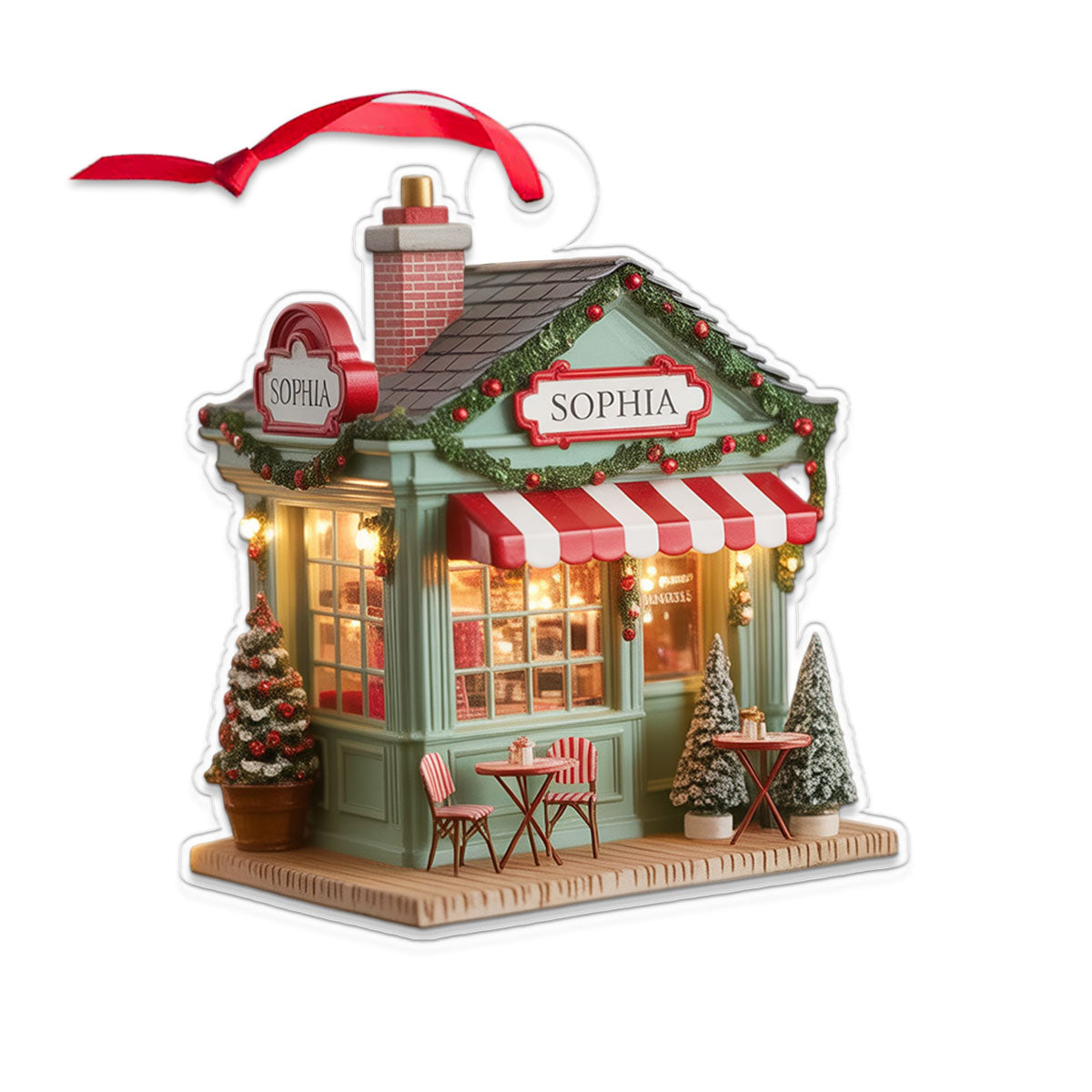 Custom Name Coffee Store Acrylic Ornament Christmas Gift