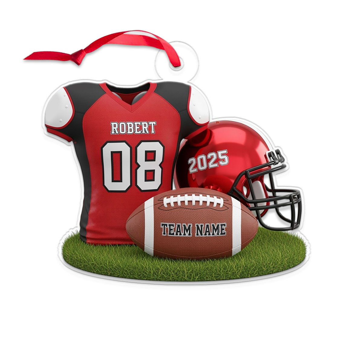 Custom Name Football Player Uniform Acrylic Ornament Christmas Gift