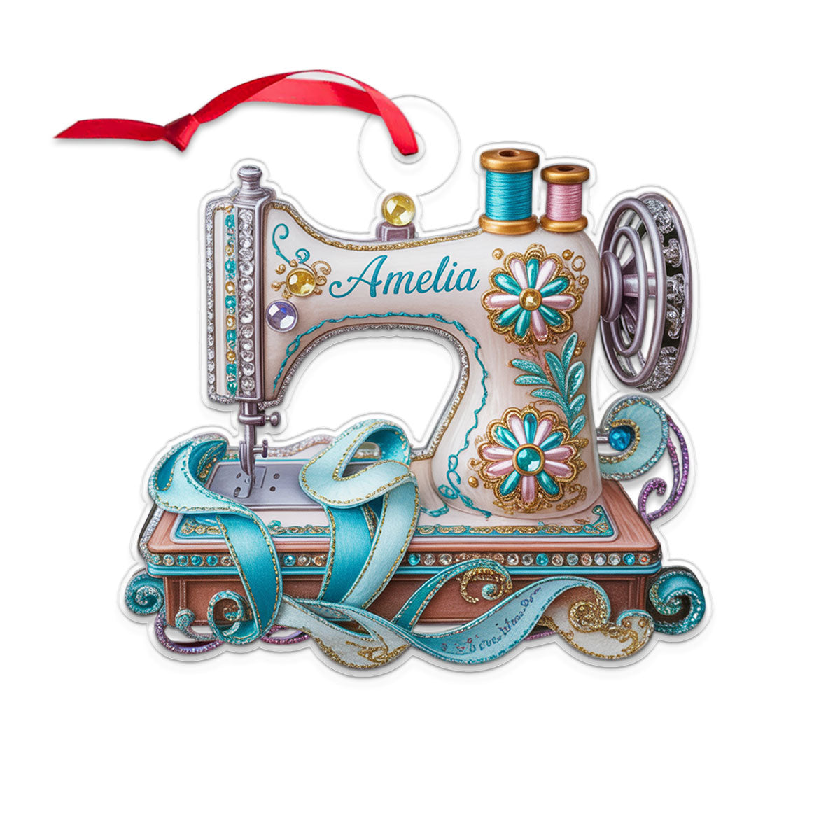 Custom Name Sewing Lover Acrylic Ornament Christmas Gift