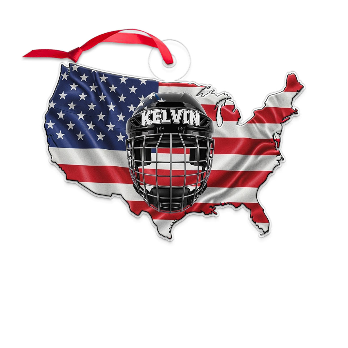 Custom Name Hockey Helmet USA Acrylic Ornament Christmas Gift