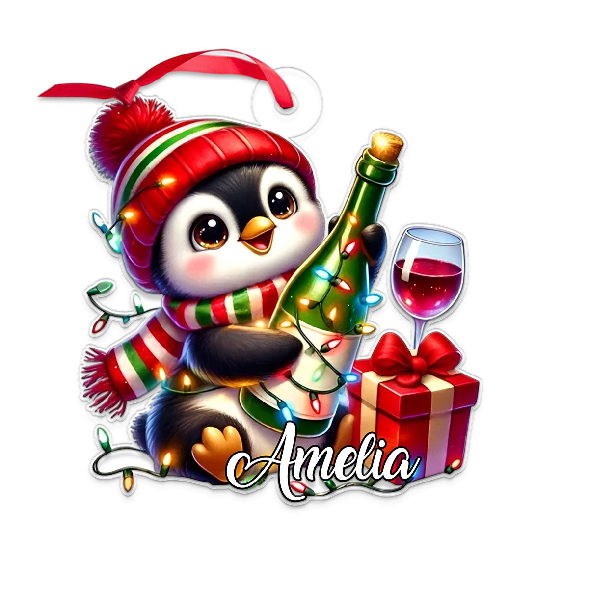 Custom Name Penguin Wine Lover