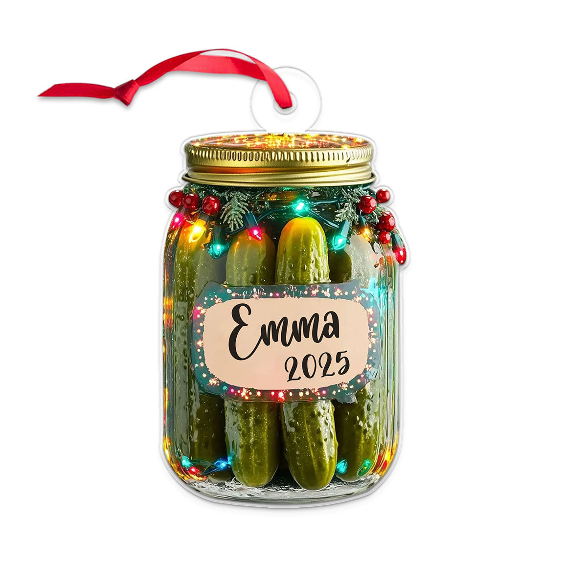 Custom Name Pickle Jar Christmas Acrylic Ornament Christmas Gift