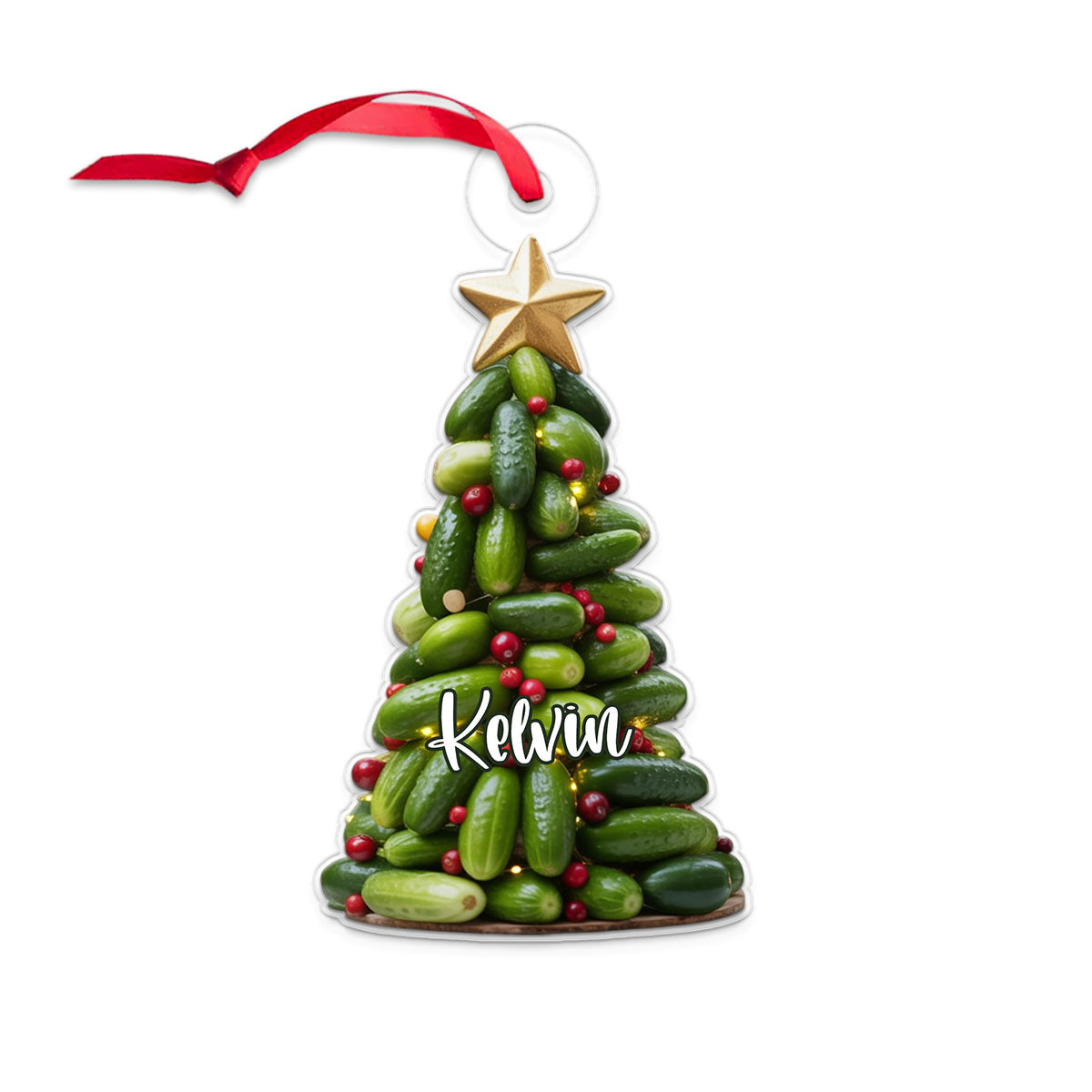 Custom Name Pickle Xmas Tree Acrylic Ornament Christmas Gift