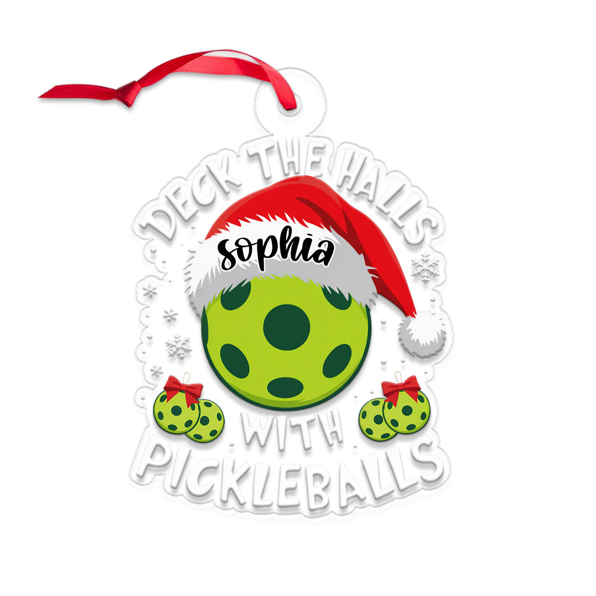 Custom Name Pickleball Deck The Halls Acrylic Ornament Christmas Gift