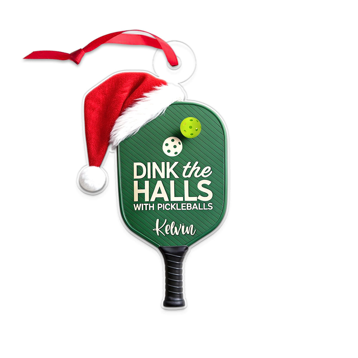Custom Name Pickleball Santa 2 Acrylic Ornament Christmas Gift