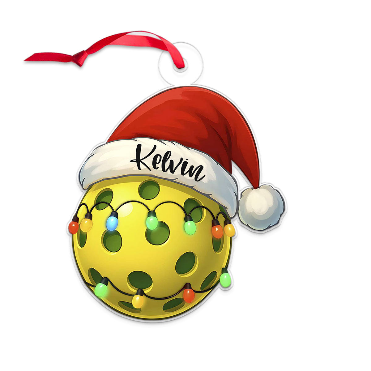 Custom Name Pickleball Santa Acrylic Ornament Christmas Gift