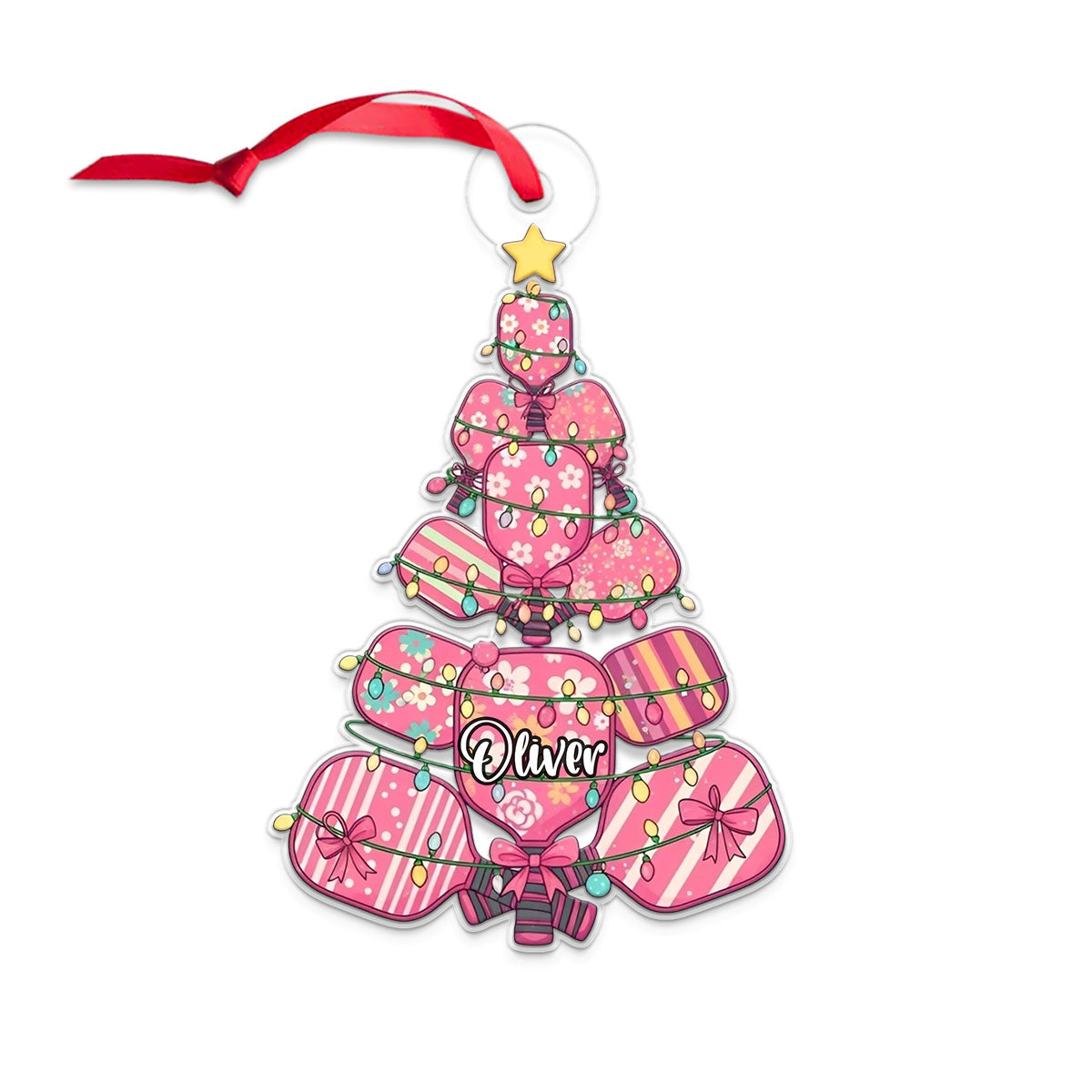 Custom Name Pickleball Xmas Girl Acrylic Ornament Christmas Gift