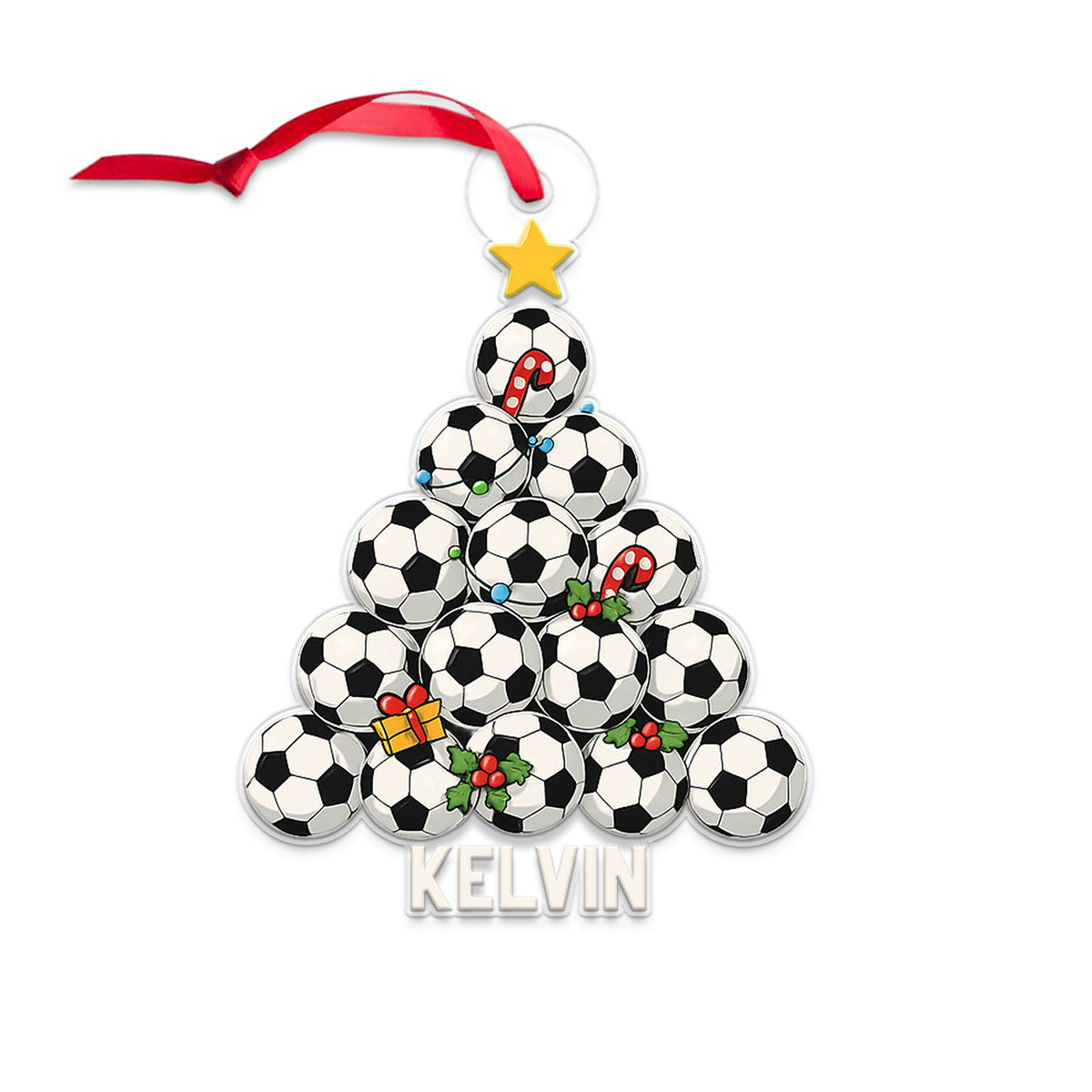 Custom Name Soccer Sport Lover Acrylic Ornament Christmas Gift