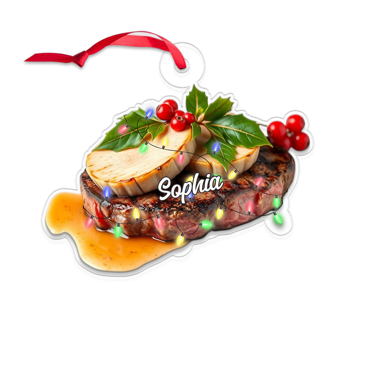 Custom Name Steak Lover Acrylic Ornament Christmas Gift