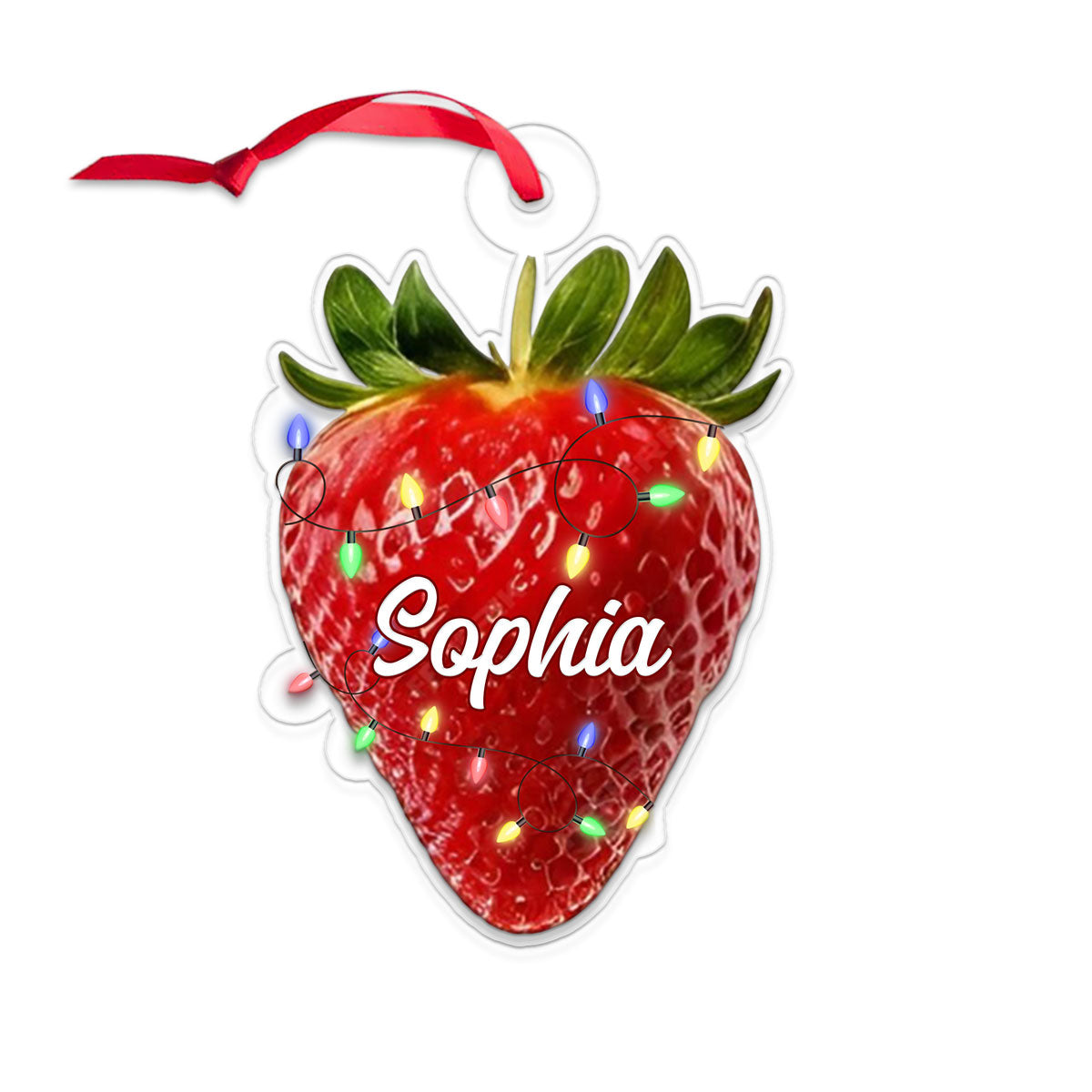 Custom Name Strawberry Xmas Acrylic Ornament Christmas Gift