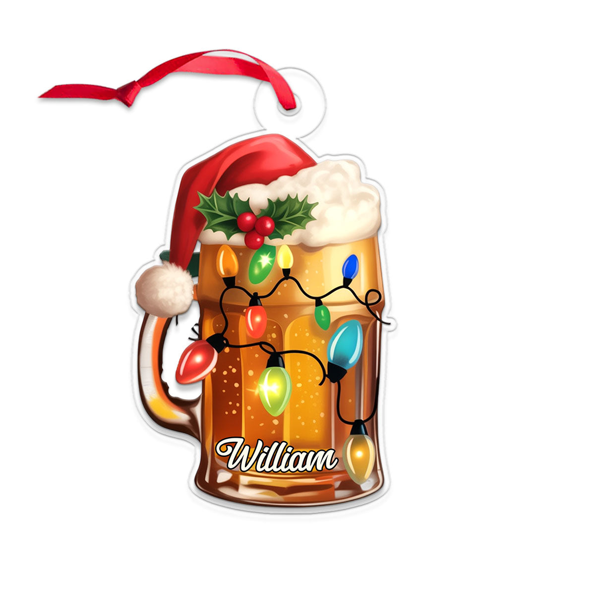 Custom Name Xmas Beer Acrylic Ornament Christmas Gift