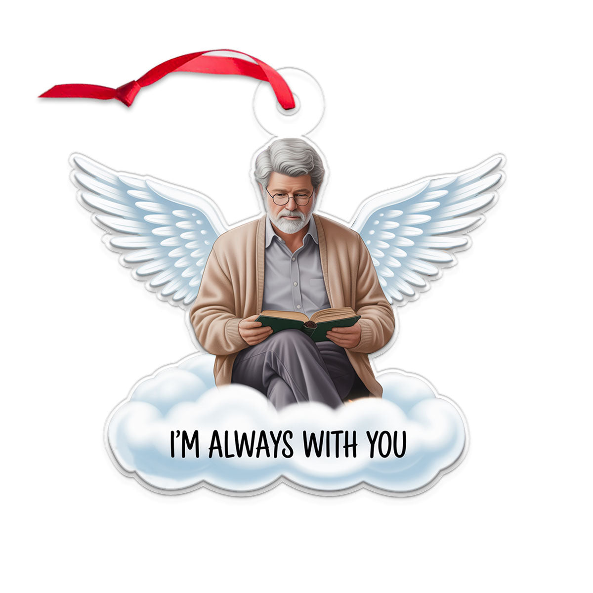 Custom Photo Angel On The Cloud Memorial Acrylic Ornament Christmas Gift