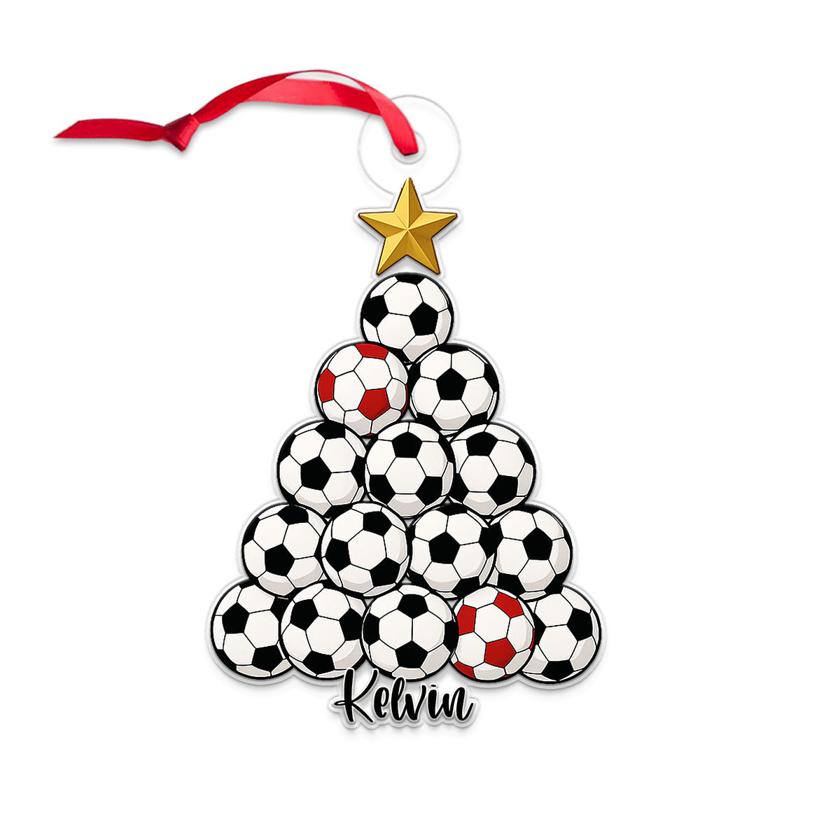 Custom Name Soccer Christmas Acrylic Ornament Christmas Gift